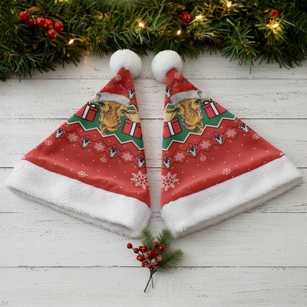 Lovely Giraffe Christmas Santa Hat Xmas Holiday Patterns - Wonder Print Shop