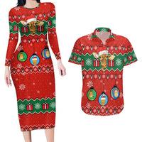 Lovely Giraffe Christmas Couples Matching Long Sleeve Bodycon Dress and Hawaiian Shirt Xmas Holiday Patterns - Wonder Print Shop