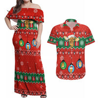Lovely Giraffe Christmas Couples Matching Off Shoulder Maxi Dress and Hawaiian Shirt Xmas Holiday Patterns - Wonder Print Shop