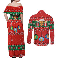 Lovely Giraffe Christmas Couples Matching Off Shoulder Maxi Dress and Long Sleeve Button Shirt Xmas Holiday Patterns - Wonder Print Shop
