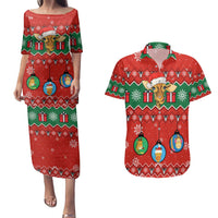 Lovely Giraffe Christmas Couples Matching Puletasi and Hawaiian Shirt Xmas Holiday Patterns - Wonder Print Shop
