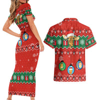 Lovely Giraffe Christmas Couples Matching Short Sleeve Bodycon Dress and Hawaiian Shirt Xmas Holiday Patterns - Wonder Print Shop