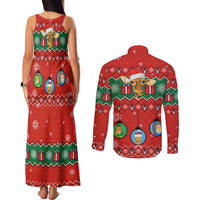 Lovely Giraffe Christmas Couples Matching Tank Maxi Dress and Long Sleeve Button Shirt Xmas Holiday Patterns - Wonder Print Shop