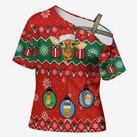 Lovely Giraffe Christmas Cross Shoulder Shirt Xmas Holiday Patterns - Wonder Print Shop