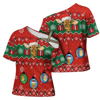 Lovely Giraffe Christmas Cross Shoulder Shirt Xmas Holiday Patterns - Wonder Print Shop