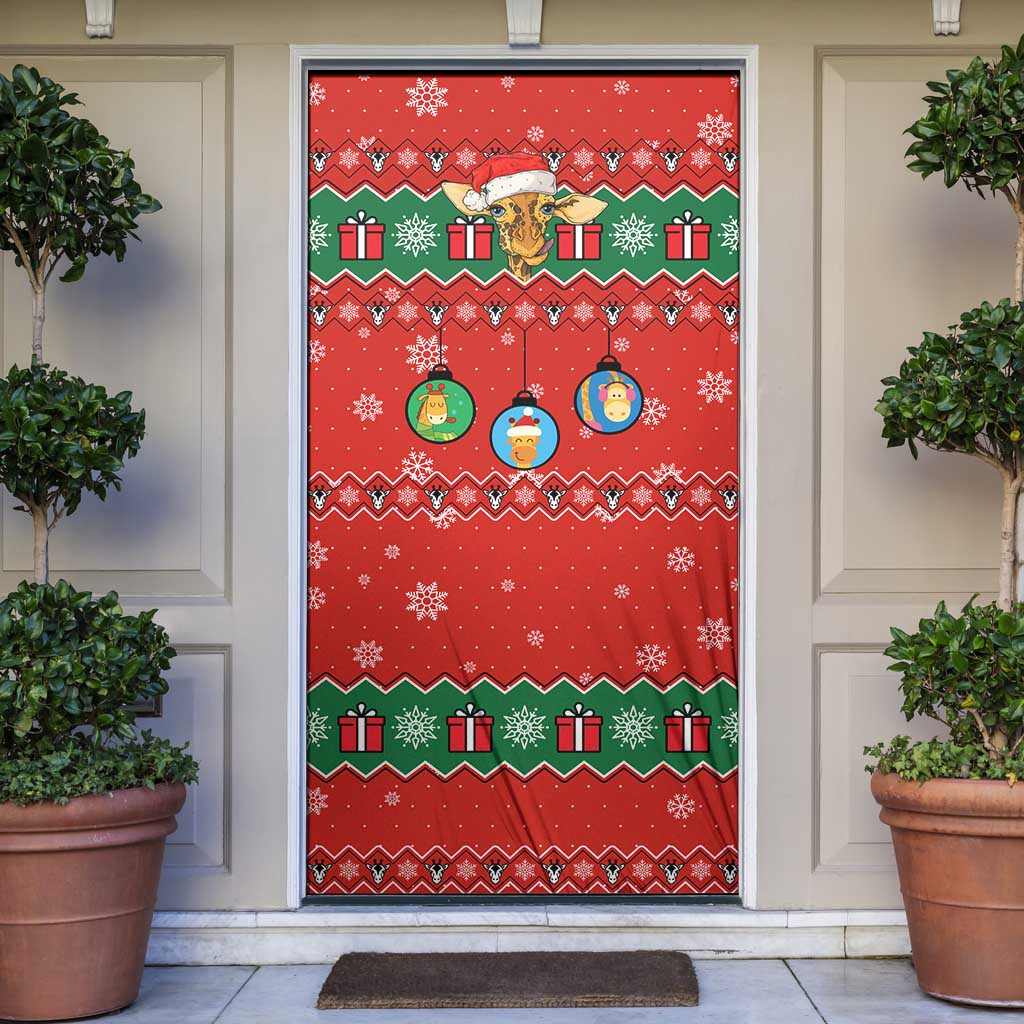 Lovely Giraffe Christmas Door Cover Xmas Holiday Patterns - Wonder Print Shop