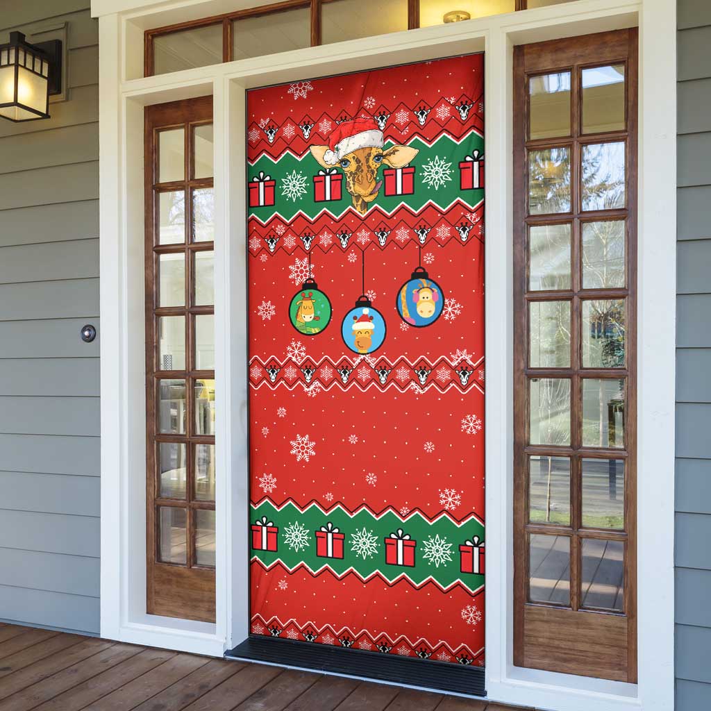 Lovely Giraffe Christmas Door Cover Xmas Holiday Patterns - Wonder Print Shop