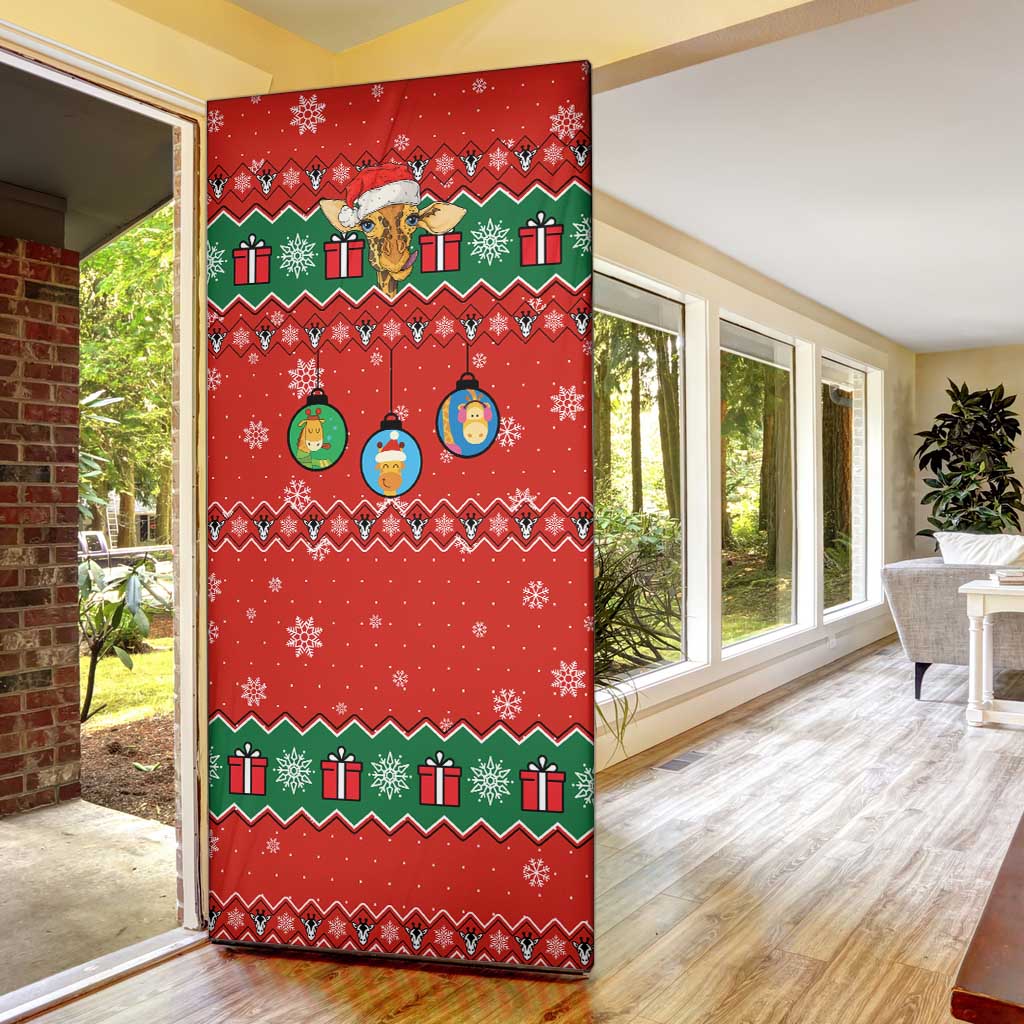 Lovely Giraffe Christmas Door Cover Xmas Holiday Patterns - Wonder Print Shop
