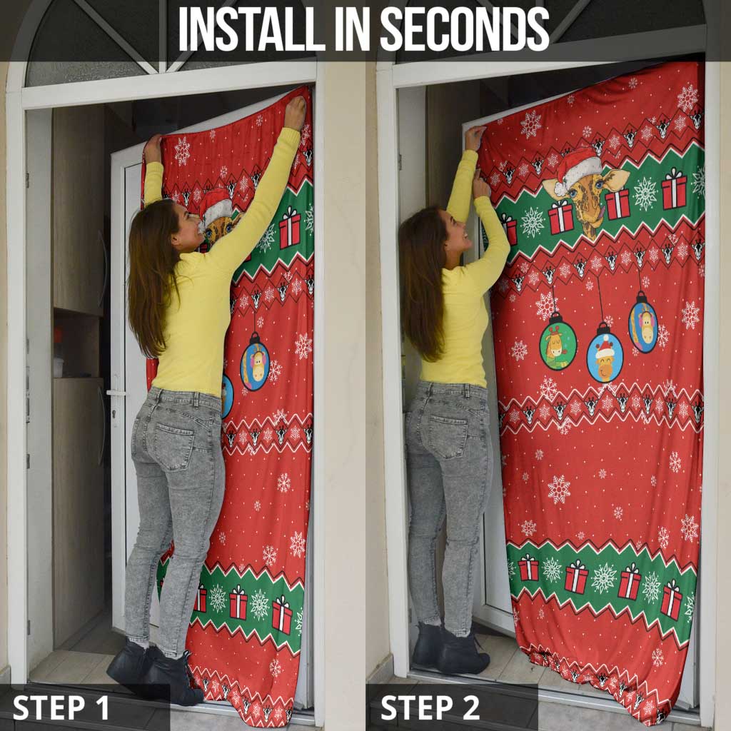 Lovely Giraffe Christmas Door Cover Xmas Holiday Patterns - Wonder Print Shop