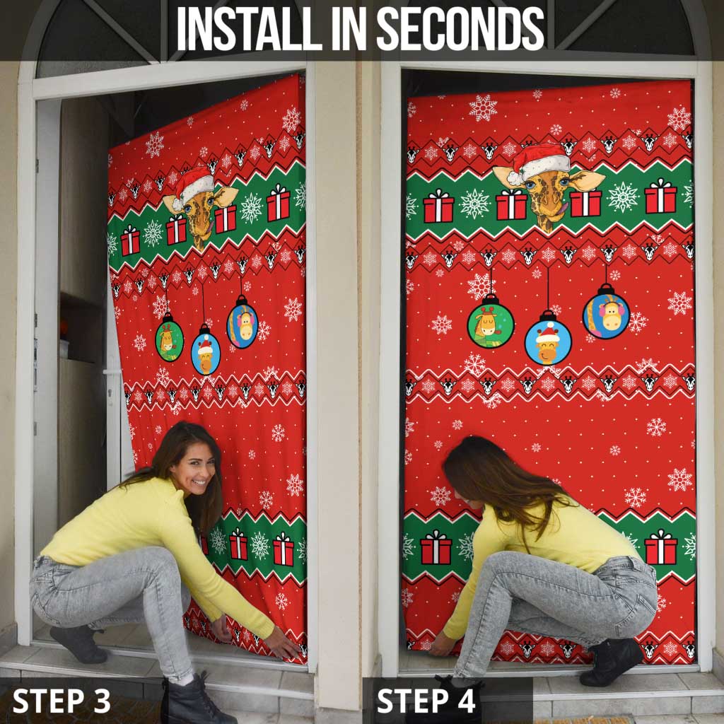 Lovely Giraffe Christmas Door Cover Xmas Holiday Patterns - Wonder Print Shop