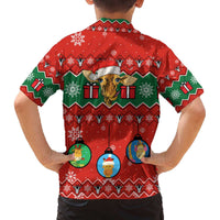 Lovely Giraffe Christmas Family Matching Off The Shoulder Long Sleeve Dress and Hawaiian Shirt Xmas Holiday Patterns - Wonder Print Shop