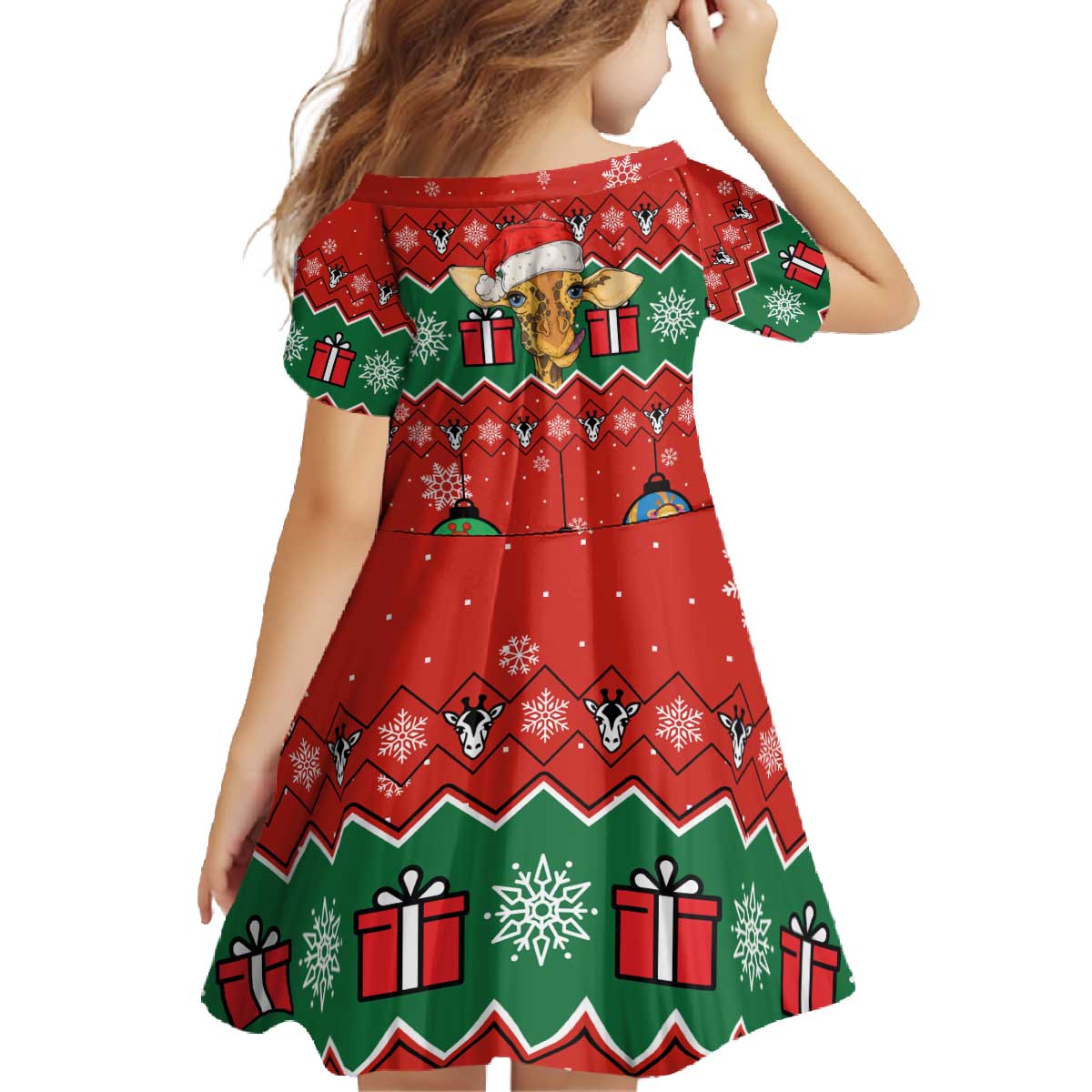 Lovely Giraffe Christmas Family Matching Off The Shoulder Long Sleeve Dress and Hawaiian Shirt Xmas Holiday Patterns - Wonder Print Shop