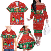 Lovely Giraffe Christmas Family Matching Off The Shoulder Long Sleeve Dress and Hawaiian Shirt Xmas Holiday Patterns - Wonder Print Shop