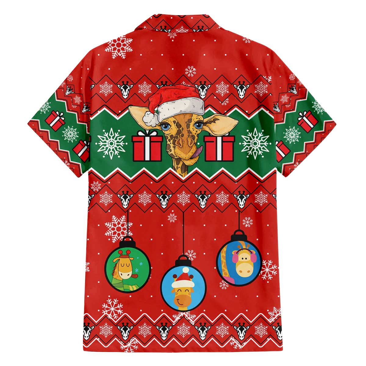 Lovely Giraffe Christmas Family Matching Off The Shoulder Long Sleeve Dress and Hawaiian Shirt Xmas Holiday Patterns - Wonder Print Shop
