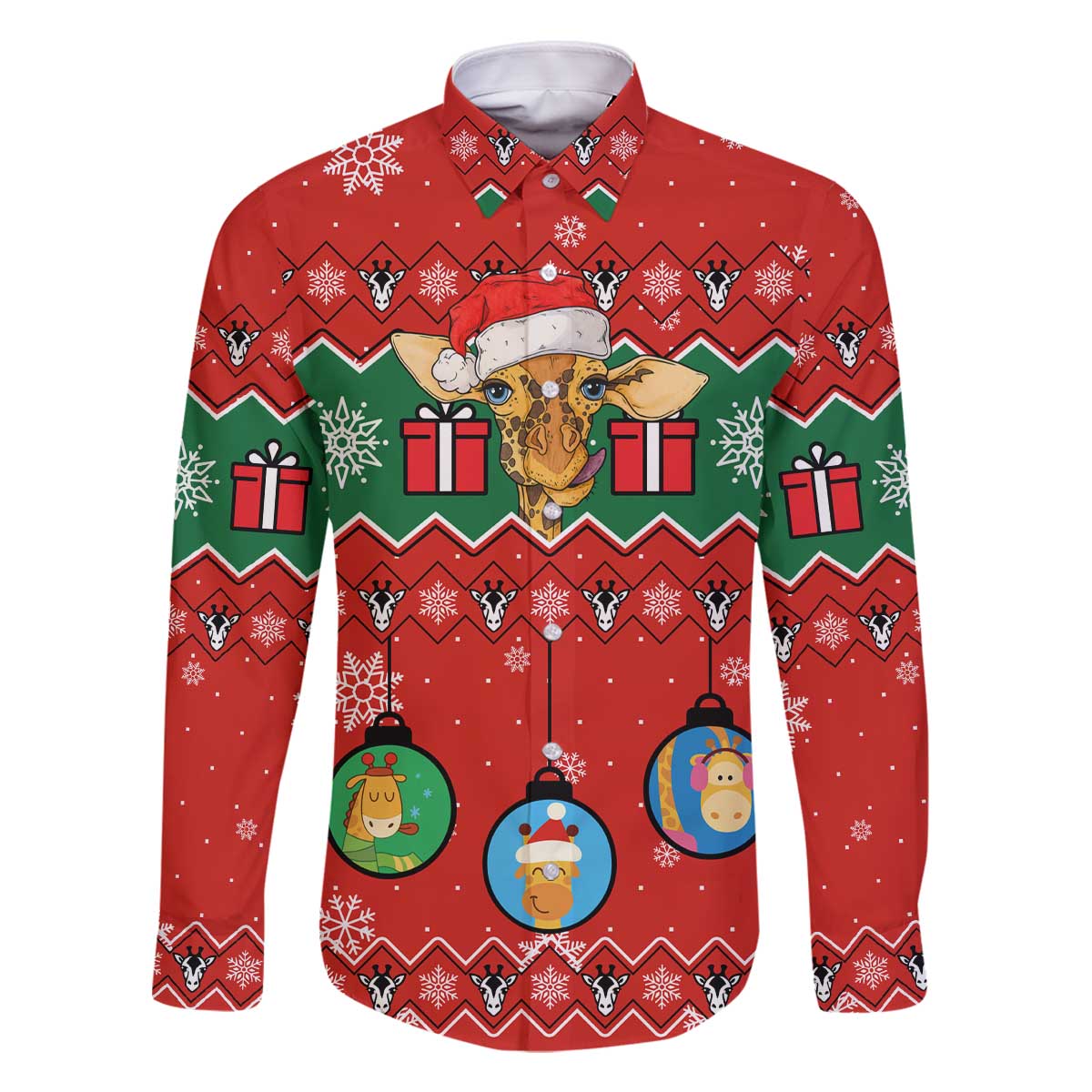 Lovely Giraffe Christmas Family Matching Off The Shoulder Long Sleeve Dress and Hawaiian Shirt Xmas Holiday Patterns - Wonder Print Shop