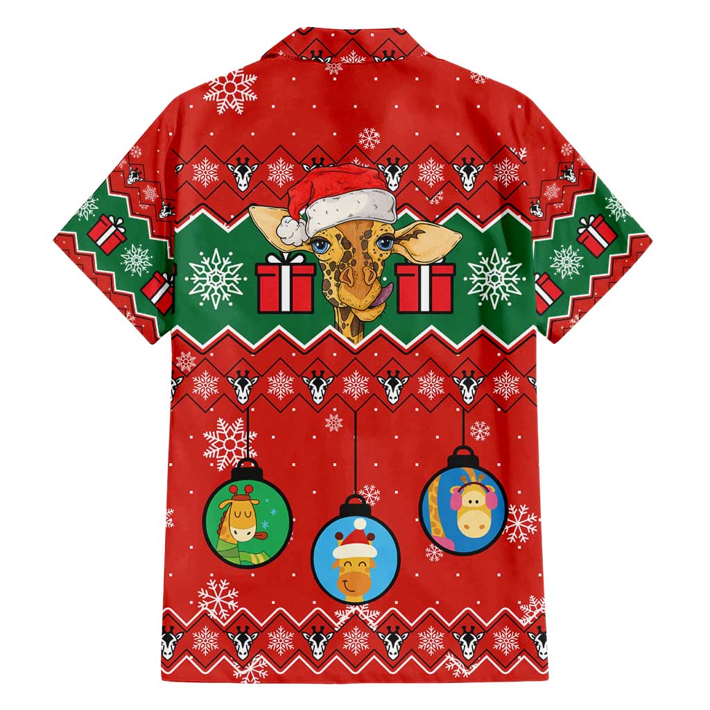 Lovely Giraffe Christmas Family Matching Off Shoulder Maxi Dress and Hawaiian Shirt Xmas Holiday Patterns - Wonder Print Shop