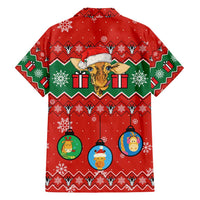 Lovely Giraffe Christmas Family Matching Off Shoulder Short Dress and Hawaiian Shirt Xmas Holiday Patterns - Wonder Print Shop