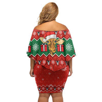 Lovely Giraffe Christmas Family Matching Off Shoulder Short Dress and Hawaiian Shirt Xmas Holiday Patterns - Wonder Print Shop