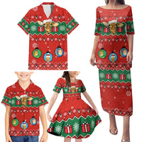 Lovely Giraffe Christmas Family Matching Puletasi and Hawaiian Shirt Xmas Holiday Patterns - Wonder Print Shop