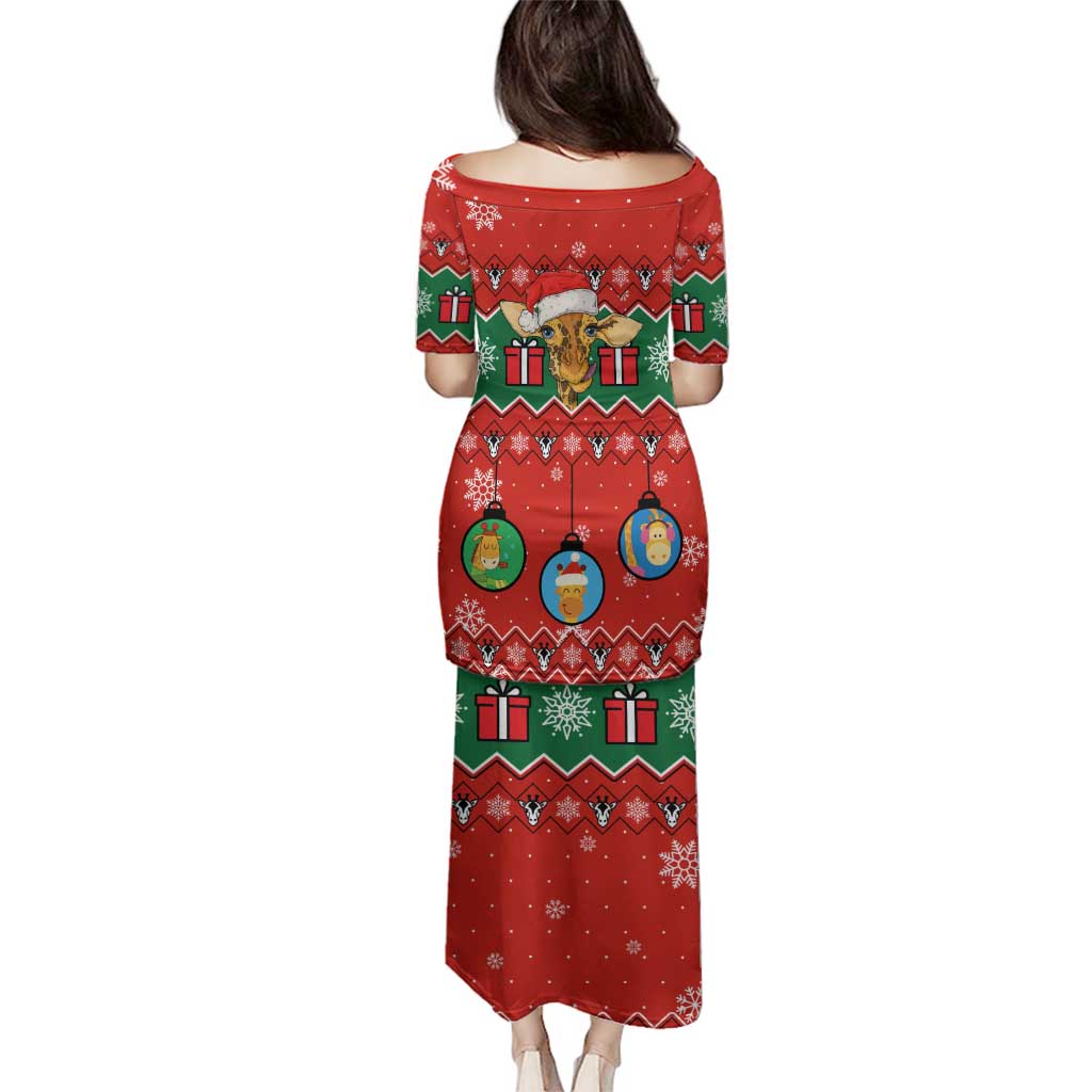 Lovely Giraffe Christmas Family Matching Puletasi and Hawaiian Shirt Xmas Holiday Patterns - Wonder Print Shop