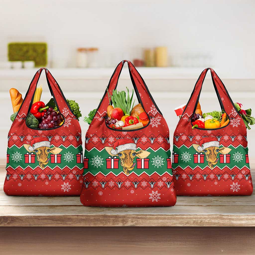 Lovely Giraffe Christmas Grocery Bag Xmas Holiday Patterns - Wonder Print Shop