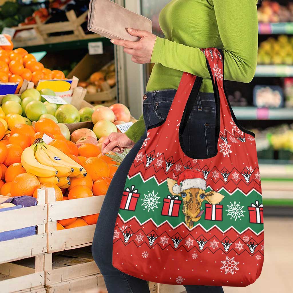Lovely Giraffe Christmas Grocery Bag Xmas Holiday Patterns - Wonder Print Shop