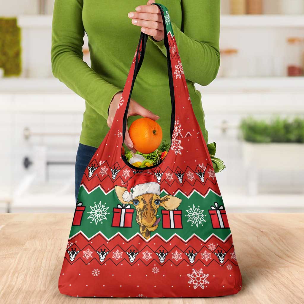 Lovely Giraffe Christmas Grocery Bag Xmas Holiday Patterns - Wonder Print Shop