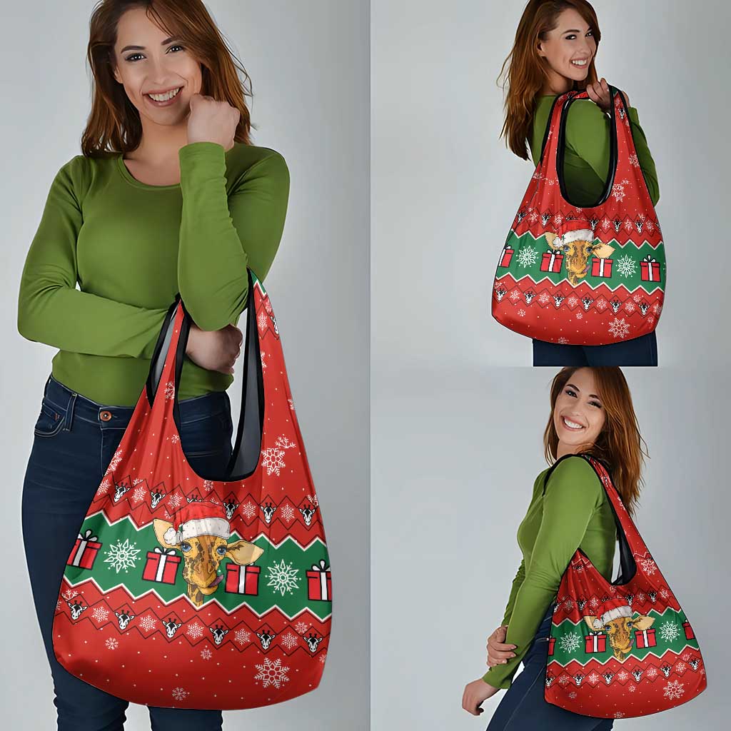 Lovely Giraffe Christmas Grocery Bag Xmas Holiday Patterns - Wonder Print Shop