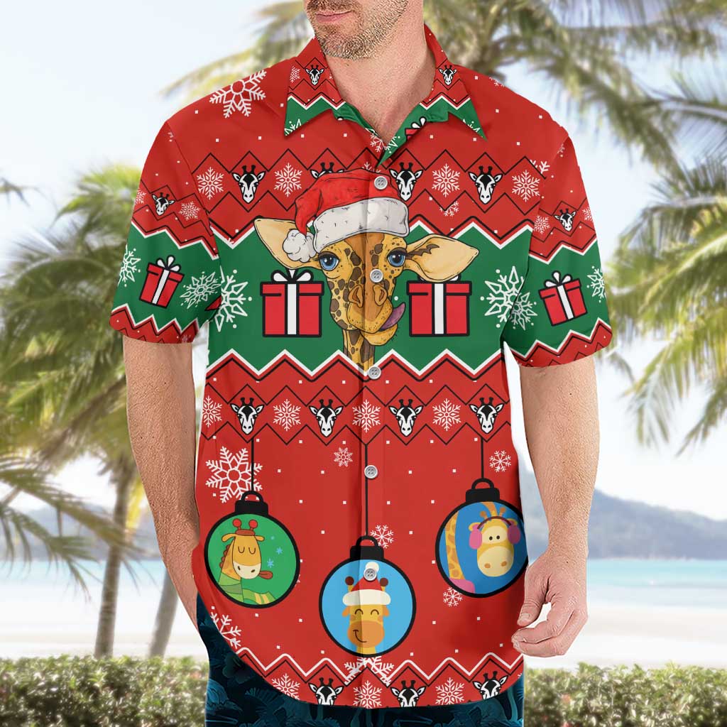 Lovely Giraffe Christmas Hawaiian Shirt Xmas Holiday Patterns - Wonder Print Shop