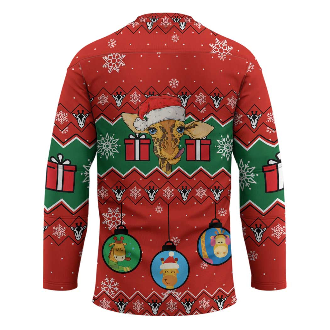 Lovely Giraffe Christmas Hockey Jersey Xmas Holiday Patterns - Wonder Print Shop