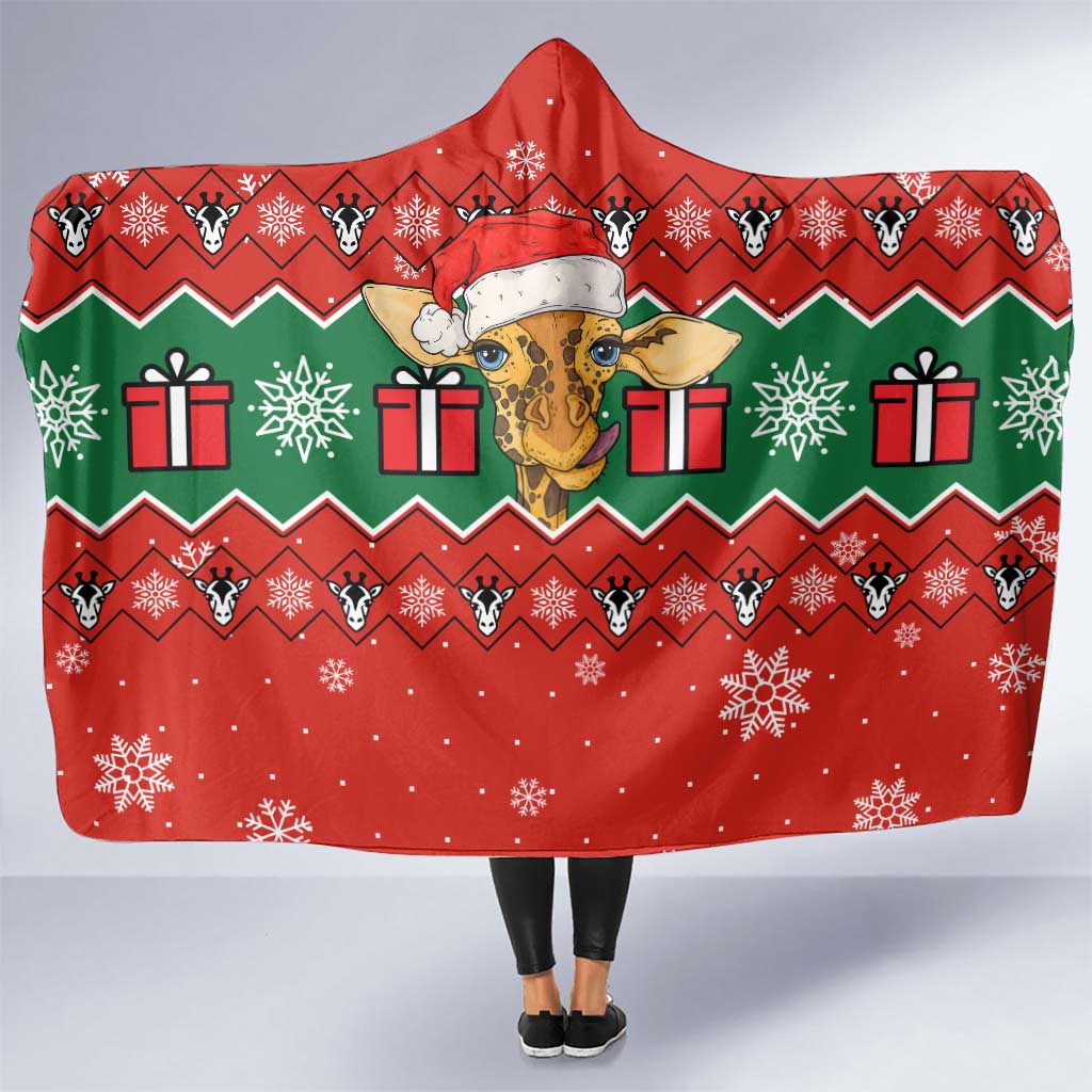 Lovely Giraffe Christmas Hooded Blanket Xmas Holiday Patterns - Wonder Print Shop