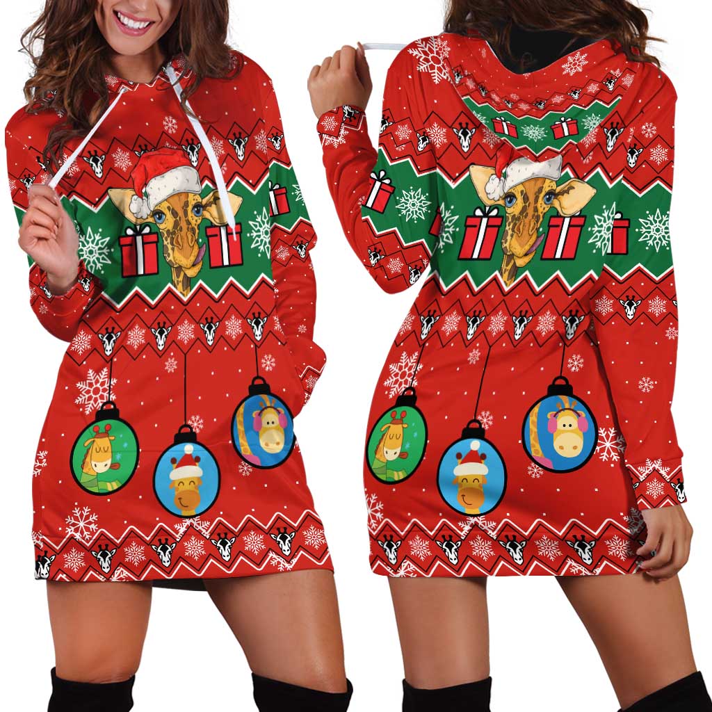 Lovely Giraffe Christmas Hoodie Dress Xmas Holiday Patterns - Wonder Print Shop