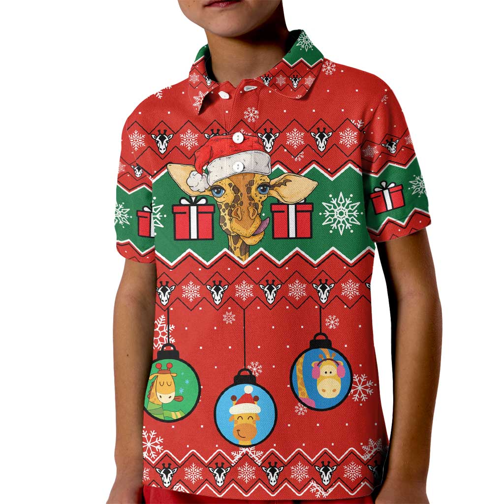Lovely Giraffe Christmas Kid Polo Shirt Xmas Holiday Patterns - Wonder Print Shop