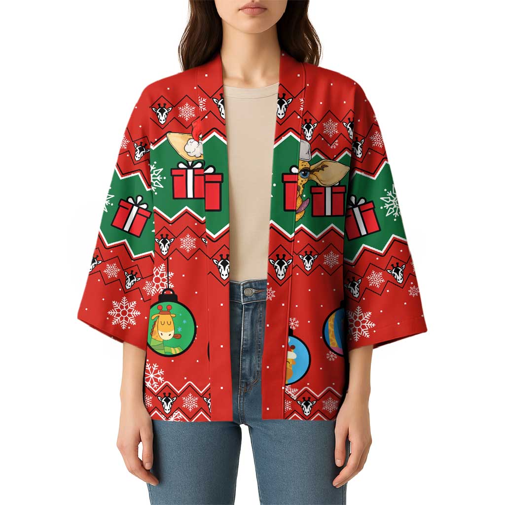 Lovely Giraffe Christmas Kimono Xmas Holiday Patterns - Wonder Print Shop