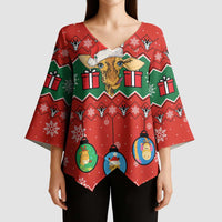 Lovely Giraffe Christmas Kimono Sleeve Blouse Xmas Holiday Patterns - Wonder Print Shop