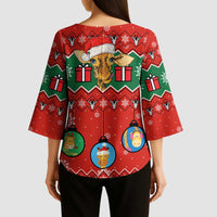 Lovely Giraffe Christmas Kimono Sleeve Blouse Xmas Holiday Patterns - Wonder Print Shop