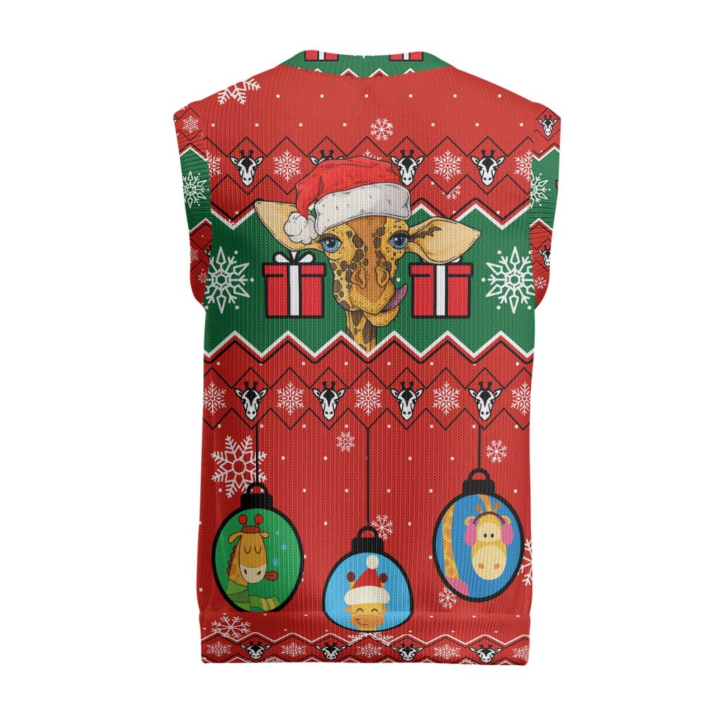 Lovely Giraffe Christmas Knitted V-Neck Vest Xmas Holiday Patterns - Wonder Print Shop