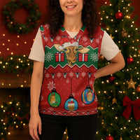 Lovely Giraffe Christmas Knitted V-Neck Vest Xmas Holiday Patterns - Wonder Print Shop