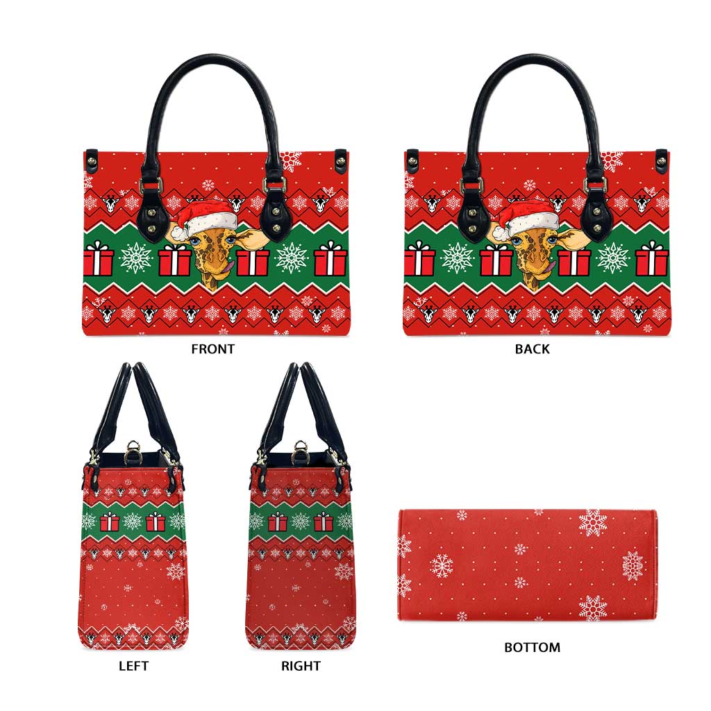 Lovely Giraffe Christmas Leather Bag Xmas Holiday Patterns - Wonder Print Shop