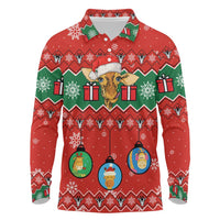 Lovely Giraffe Christmas Long Sleeve Polo Shirt Xmas Holiday Patterns - Wonder Print Shop