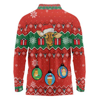 Lovely Giraffe Christmas Long Sleeve Polo Shirt Xmas Holiday Patterns - Wonder Print Shop