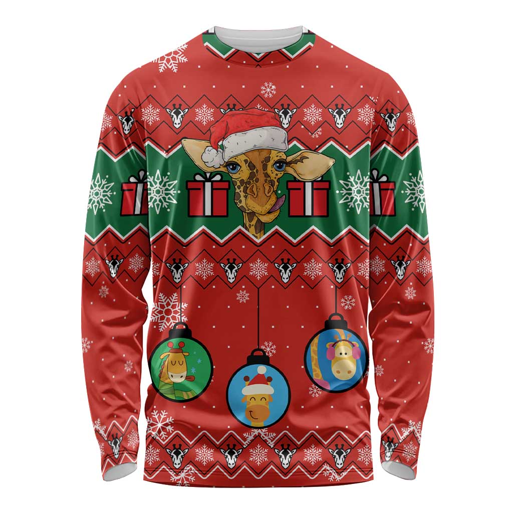 Lovely Giraffe Christmas Long Sleeve Shirt Xmas Holiday Patterns - Wonder Print Shop