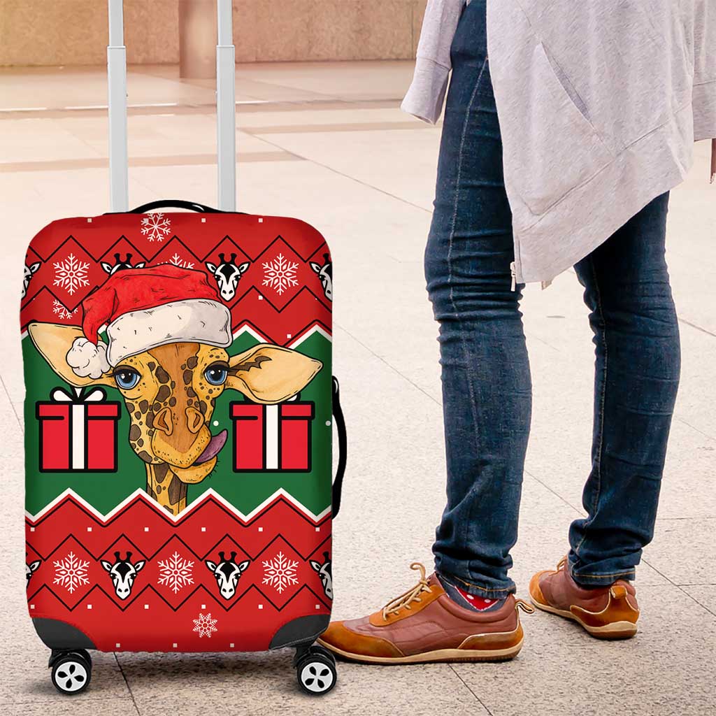 Lovely Giraffe Christmas Luggage Cover Xmas Holiday Patterns - Wonder Print Shop
