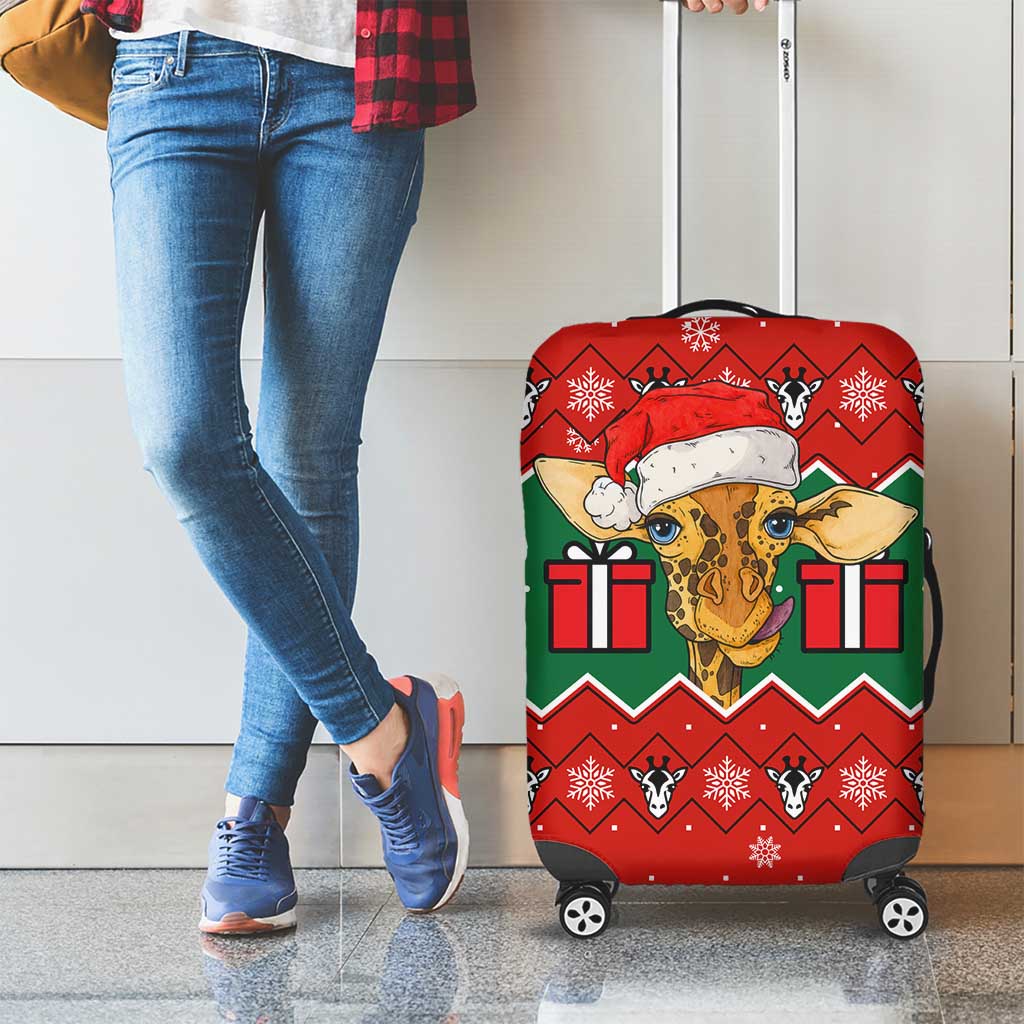 Lovely Giraffe Christmas Luggage Cover Xmas Holiday Patterns - Wonder Print Shop