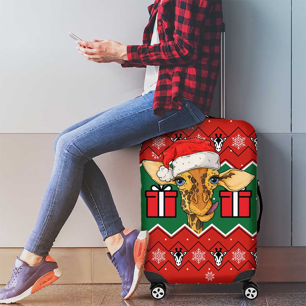 Lovely Giraffe Christmas Luggage Cover Xmas Holiday Patterns - Wonder Print Shop