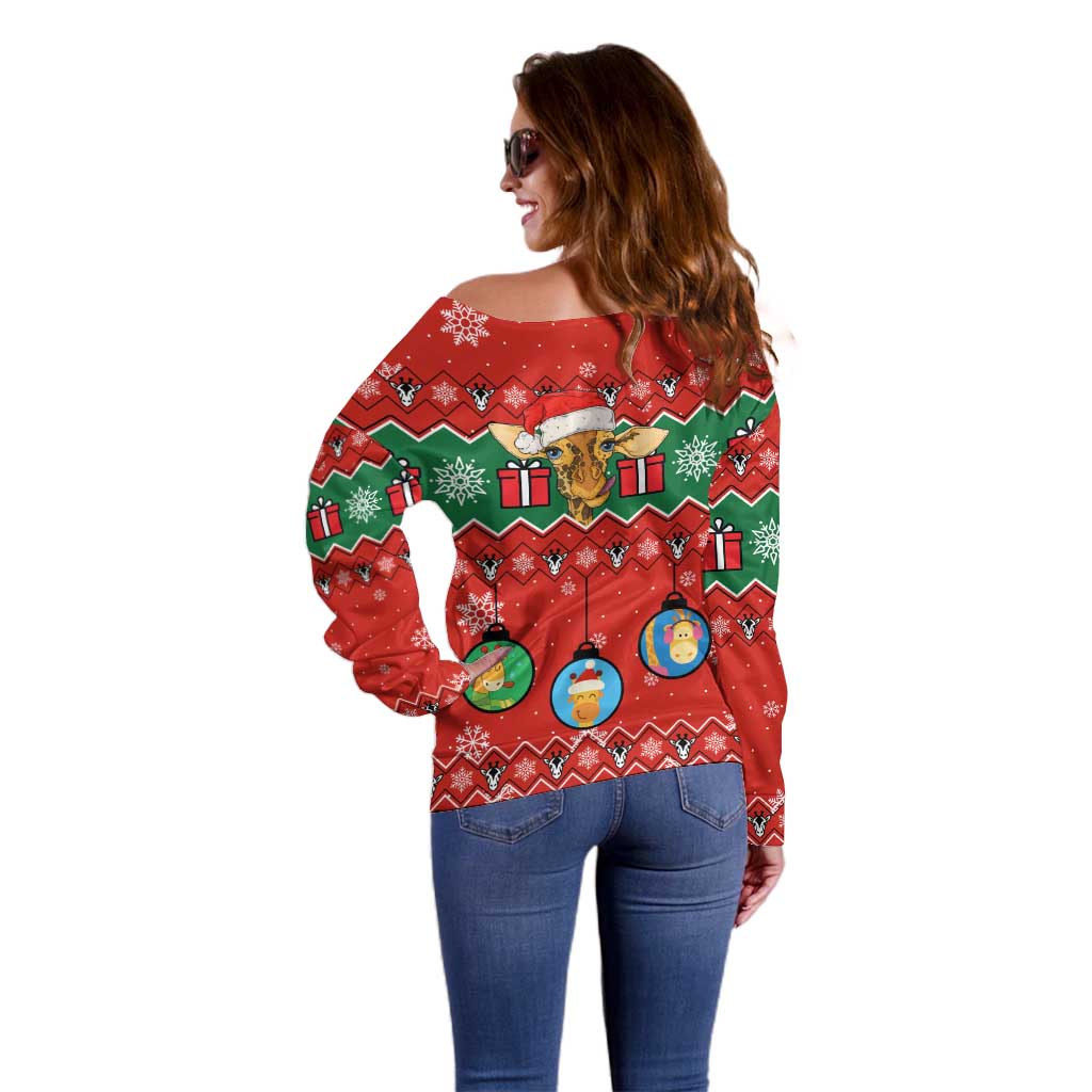 Lovely Giraffe Christmas Off Shoulder Sweater Xmas Holiday Patterns - Wonder Print Shop