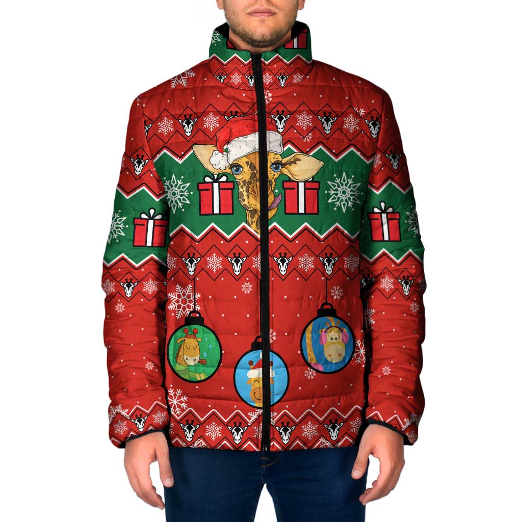 Lovely Giraffe Christmas Padded Jacket Xmas Holiday Patterns - Wonder Print Shop