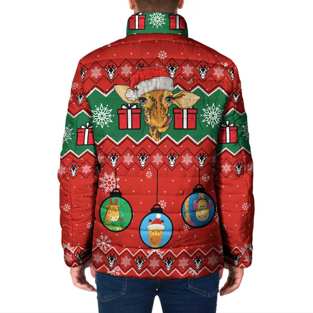 Lovely Giraffe Christmas Padded Jacket Xmas Holiday Patterns - Wonder Print Shop