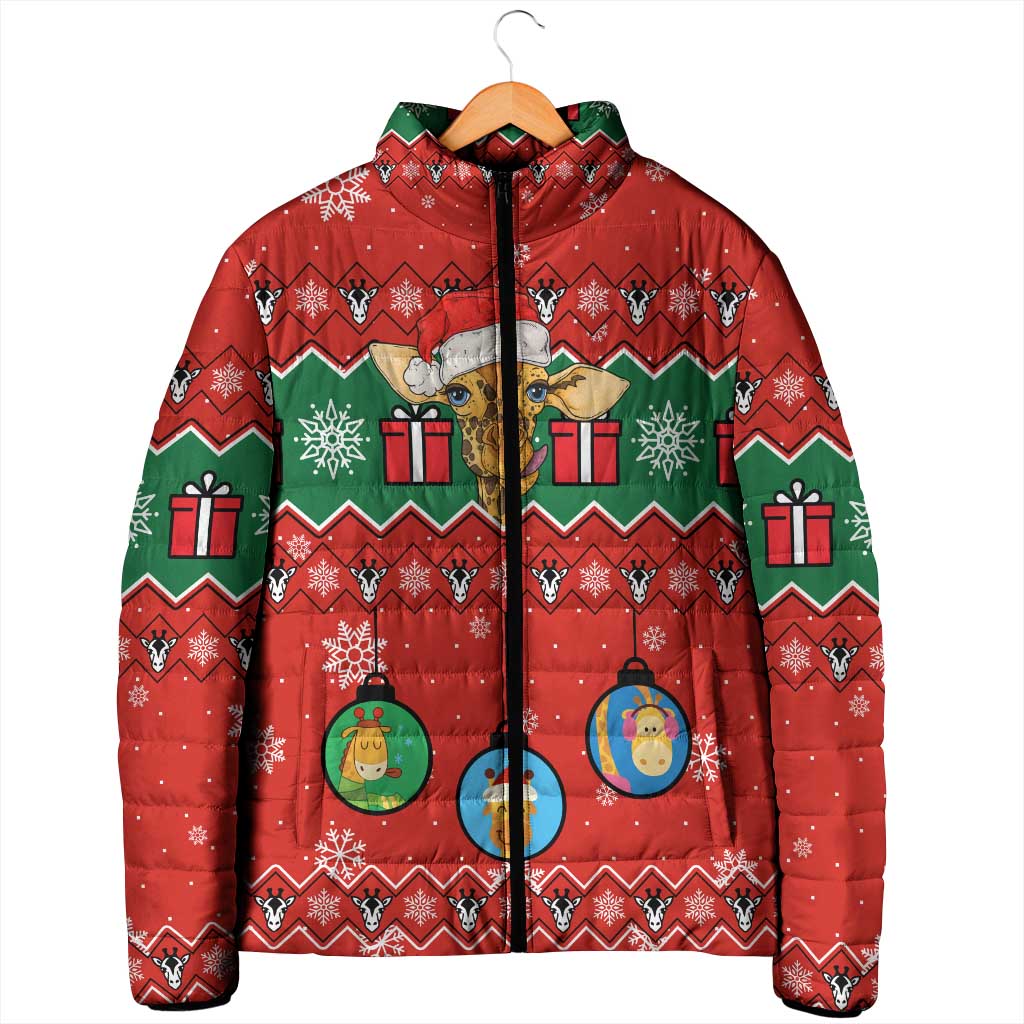 Lovely Giraffe Christmas Padded Jacket Xmas Holiday Patterns - Wonder Print Shop