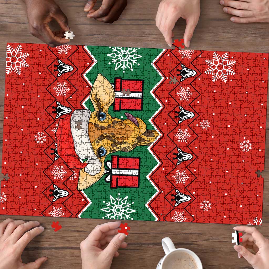 Lovely Giraffe Christmas Puzzle Xmas Holiday Patterns - Wonder Print Shop